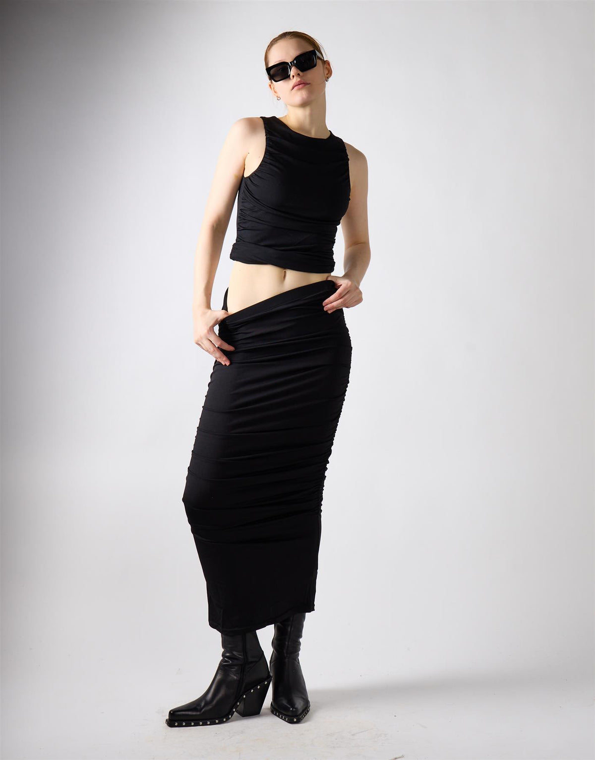 Black Bodycon Midi Skirt