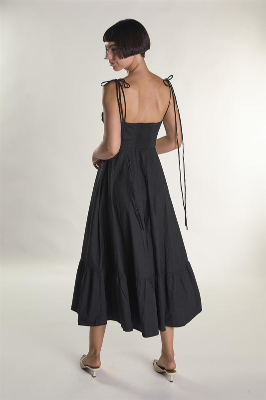 Bustier Style Floaty Midaxi Dress - Black