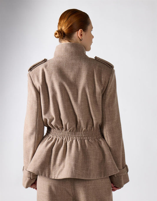 Stone Textured Cinched Waist Jacket