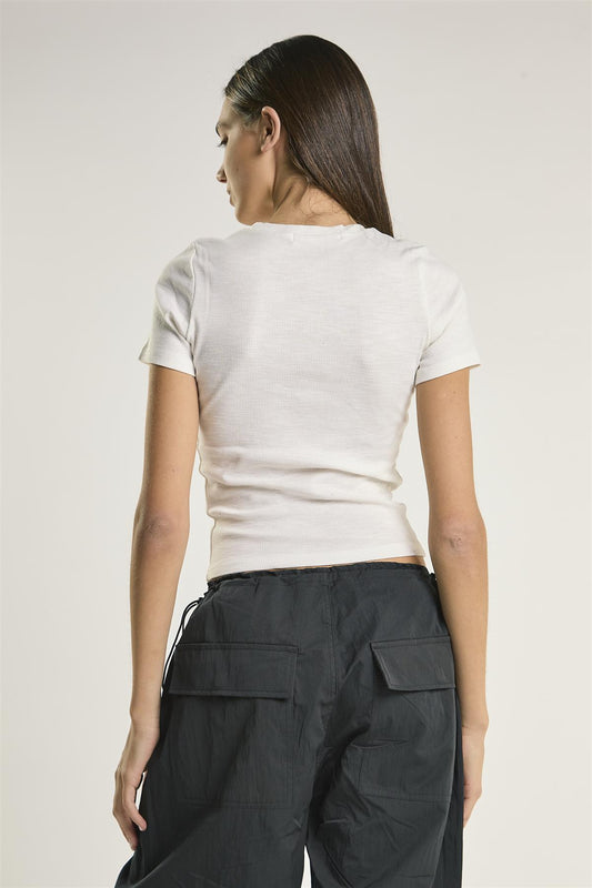 Off-White Fitted-Short-Sleeve Ribbed-Top