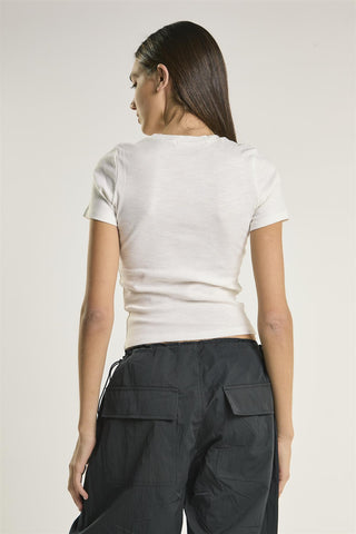 Off-White Fitted-Short-Sleeve Ribbed-Top