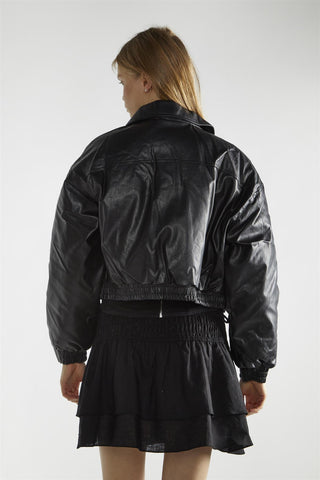 Black Cropped Bomber Jacket