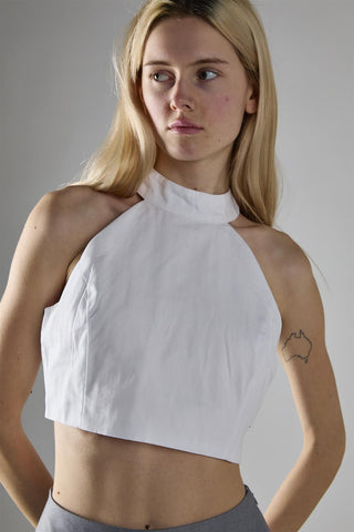 White Halter-Neck Crop-Top