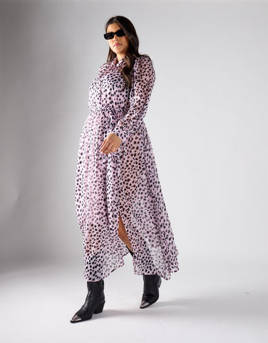 Glamorous Curve Lilac Dalmatian Maxi Dress