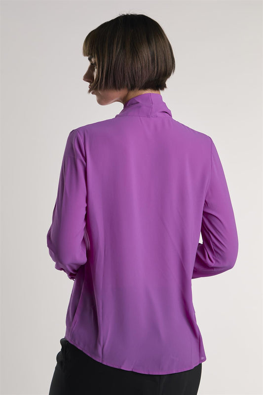 Purple Front-Tie Long-Sleeve-Top