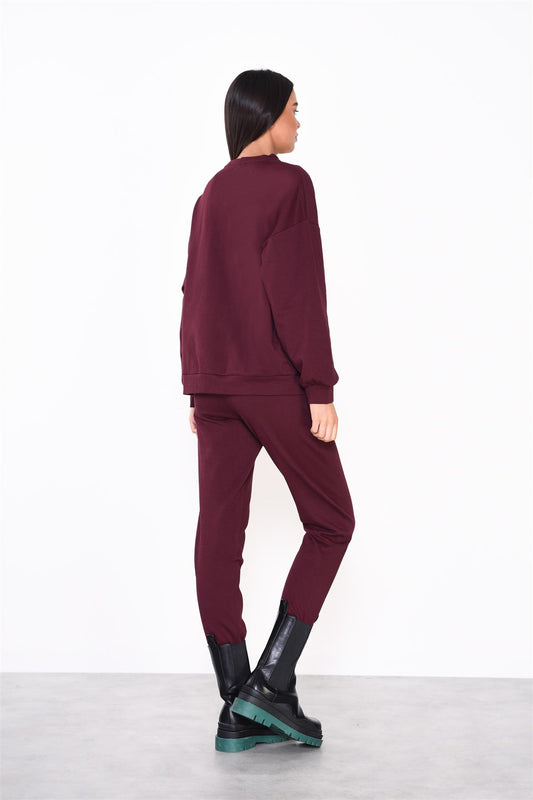 Maroon Relaxed-Fit Long-Sleeve-Top