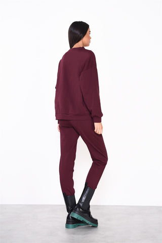 Maroon Relaxed-Fit Long-Sleeve-Top