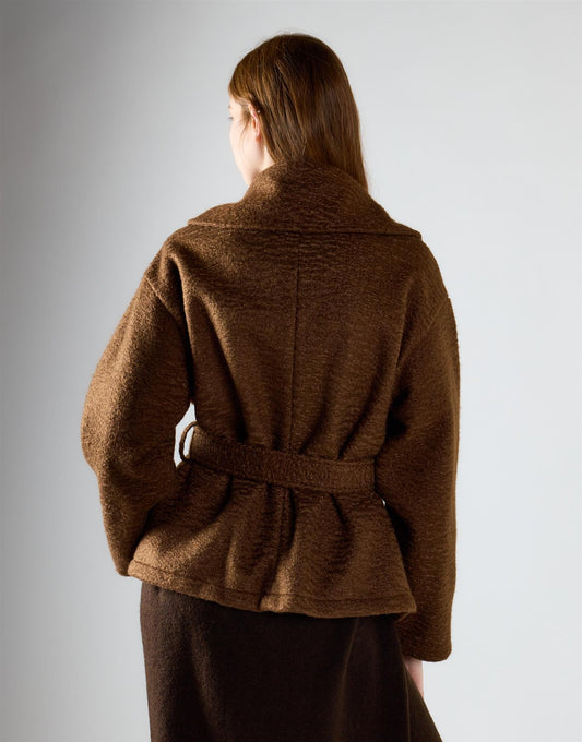 Mid Brown Belted Wrap Jacket