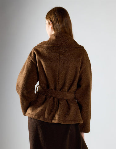 Mid Brown Belted Wrap Jacket