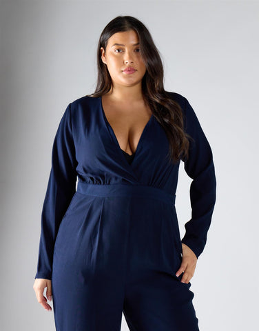 Glamorous Curve Navy Jumpsuit