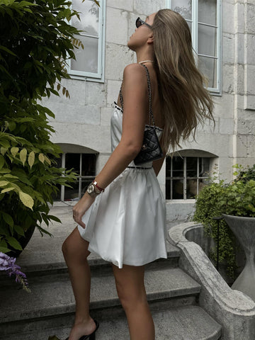 White Sleeveless Skater Mini-Dress