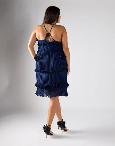 Glamorous Curve Navy Tiered Midi Dress