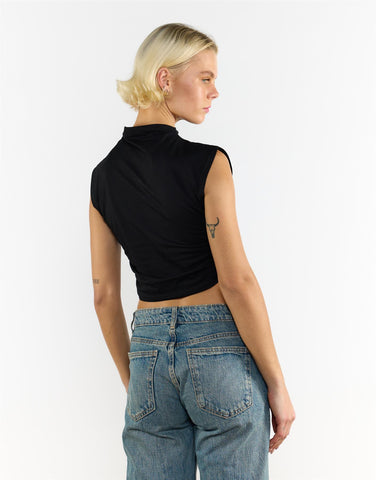 Black High Neck Crop Top