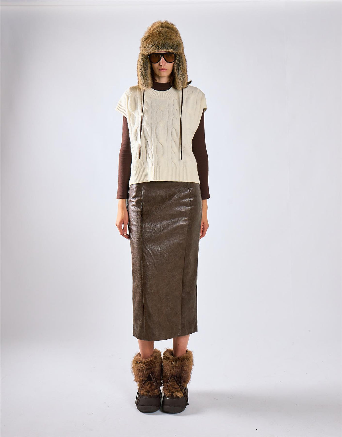 Cream Cable Knit Vest Top