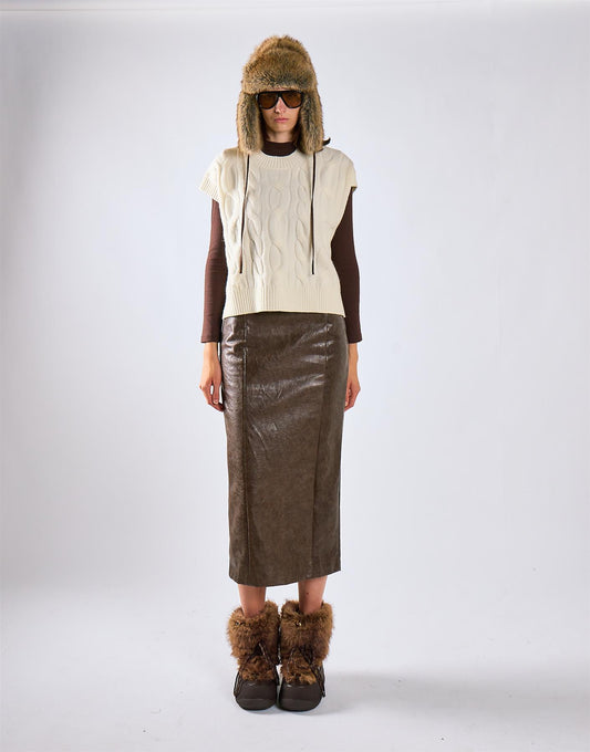 Cream Cable Knit Vest Top