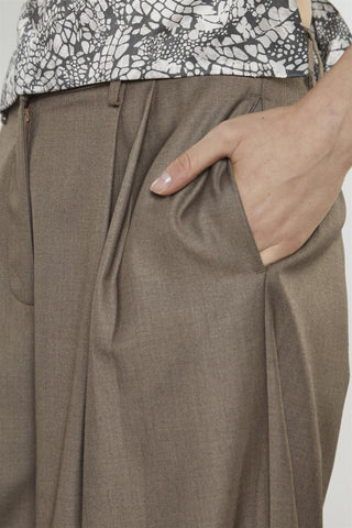 Taupe-Brown Wide-Leg Trousers