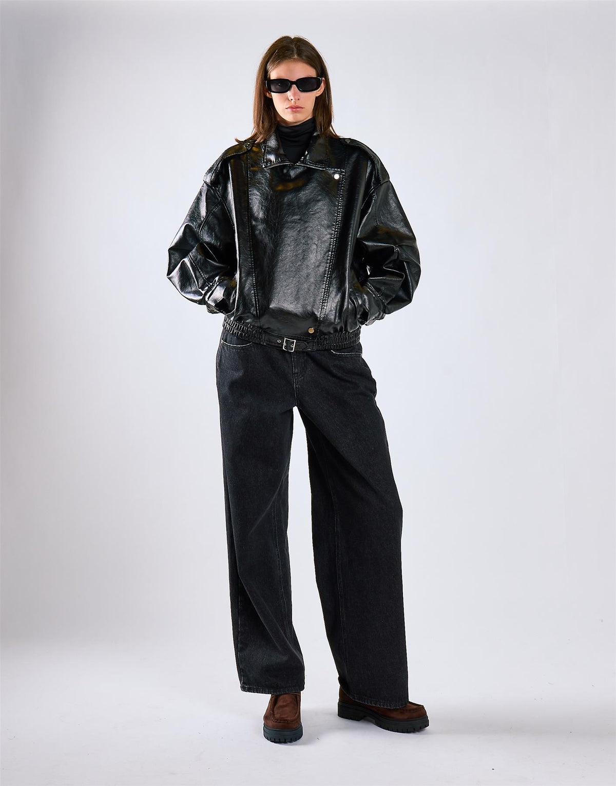 Black Oversize PU Jacket