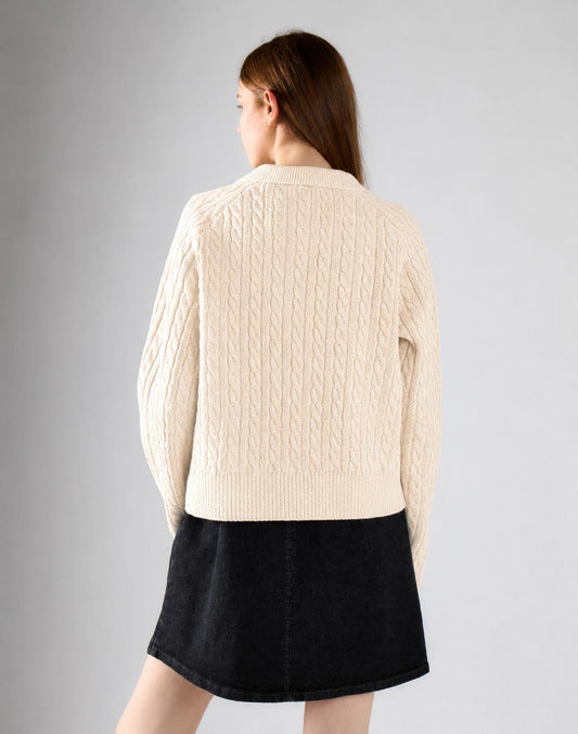 Cream Collared Cardigan