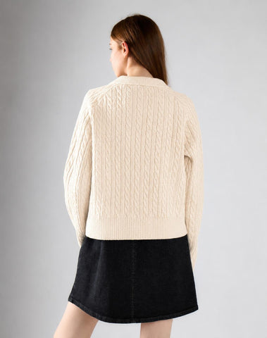 Cream Collared Cardigan