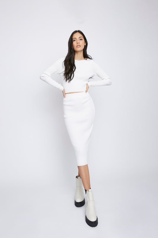 Off-White Rib-Knit Midi-Skirt