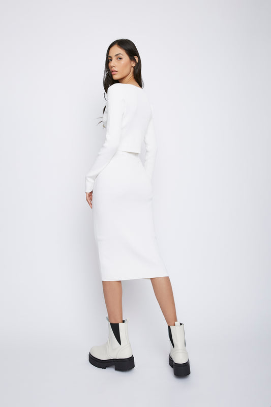 Off-White Rib-Knit Midi-Skirt