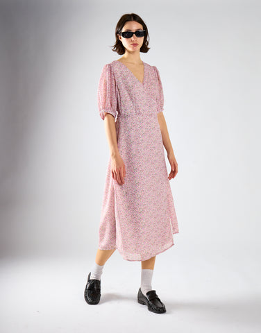 Glamorous Orchid Multi Ditsy Tie Waist Midi Dress