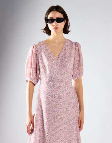 Glamorous Orchid Multi Ditsy Tie Waist Midi Dress