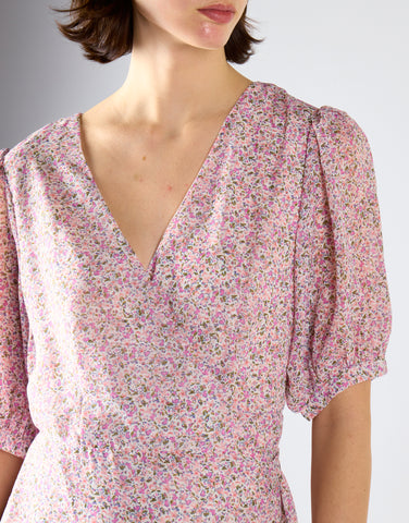 Glamorous Orchid Multi Ditsy Tie Waist Midi Dress
