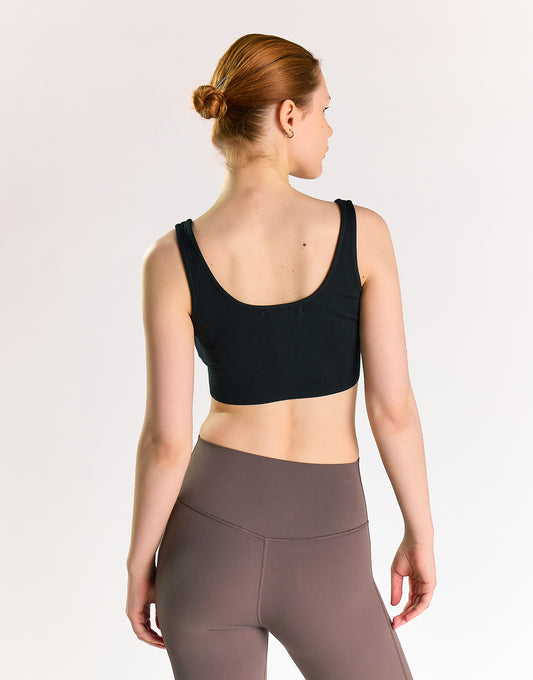 Black Button-Front Crop-Top
