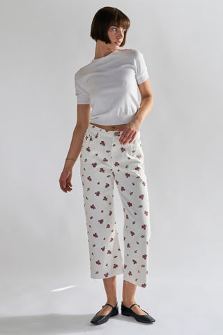 Glamorous Womens White Ditsy Denim Jeans