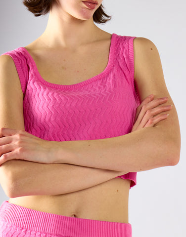 Glamorous Hot Pink Ribbed Square Neck Crop Top