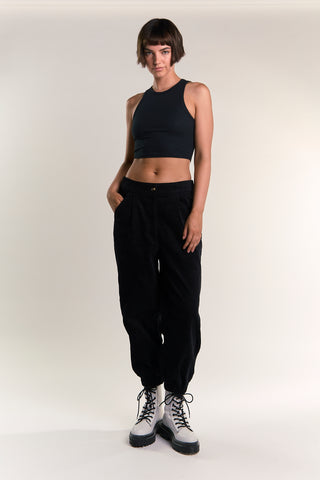 Glamorous Black Cuffed Ankle Cargo Trousers
