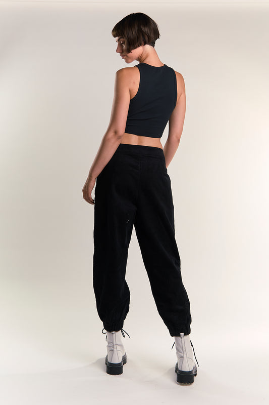 Glamorous Black Cuffed Ankle Cargo Trousers