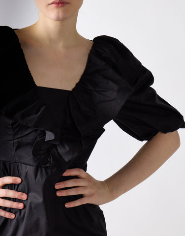 Glamorous Black Ruffle Puff Shoulder Mini Dress