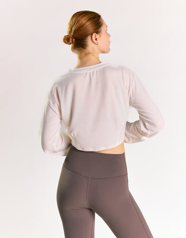 Off White Long-Sleeve Crop-Top