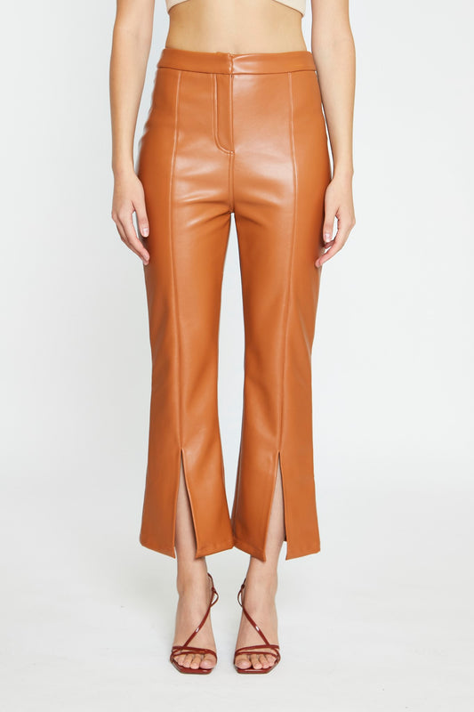 Waist Zippered Flared Trousers 0231 Tan | BymFashion