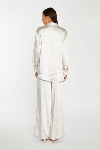 Champagne-Satin Diamante-Bow Shirt