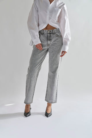 Bleach-Acid Black Straight Jeans