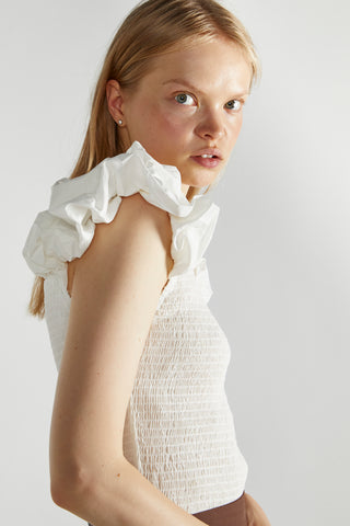 White Square-Neck-Tops