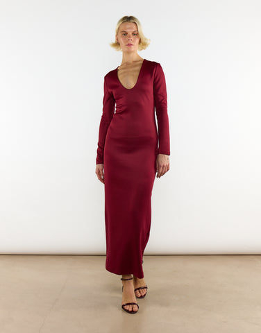 Burgundy Long Sleeve Bodycon Maxi Dress