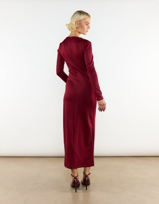 Burgundy Long Sleeve Bodycon Maxi Dress