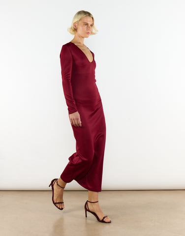 Burgundy Long Sleeve Bodycon Maxi Dress