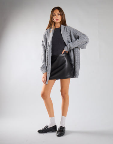 Black Leather Side-Zip Mini Skirt