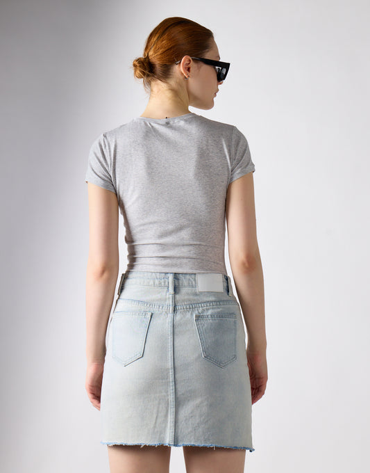 Bleach Wash Denim Mini-Skirt