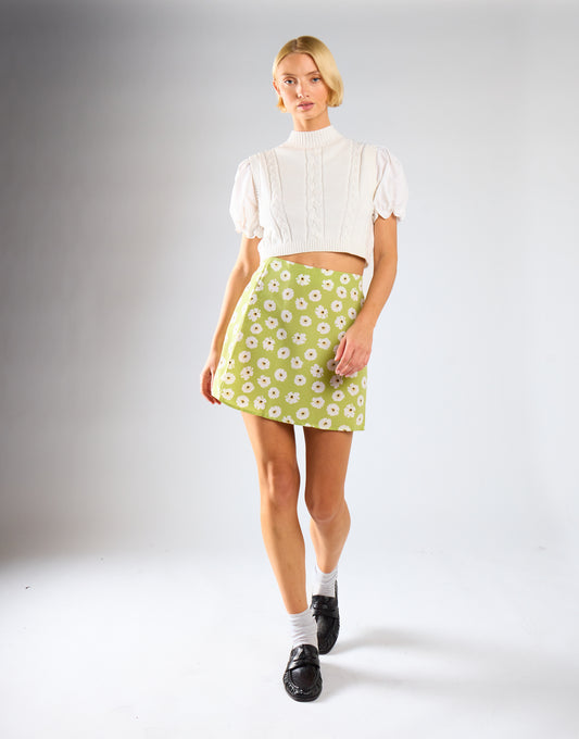 Glamorous Care Olive Green Flower Mini Skirt
