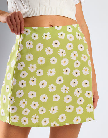 Glamorous Care Olive Green Flower Mini Skirt