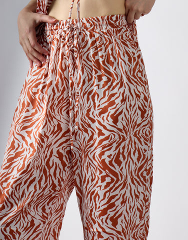 Glamorous Care Tan Zebra Print High Waisted Trousers