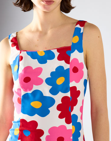 Glamorous Care Bright Large Floral Square Neck Mini Dress