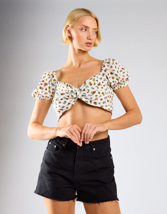 Glamorous Care Tie Back Crop Top with Twist Front