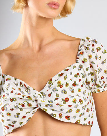 Glamorous Care Tie Back Crop Top with Twist Front